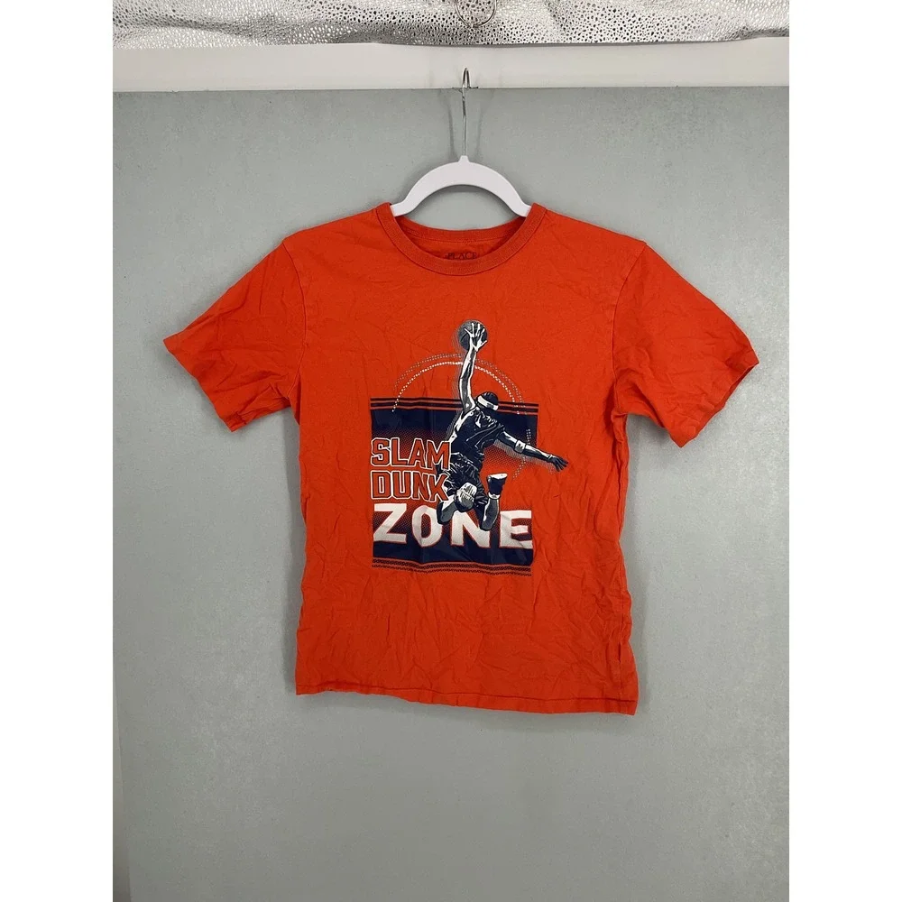 The Children's Place Boys T-Shirt Orange Slam Dunk Basketball Graphic XL 14